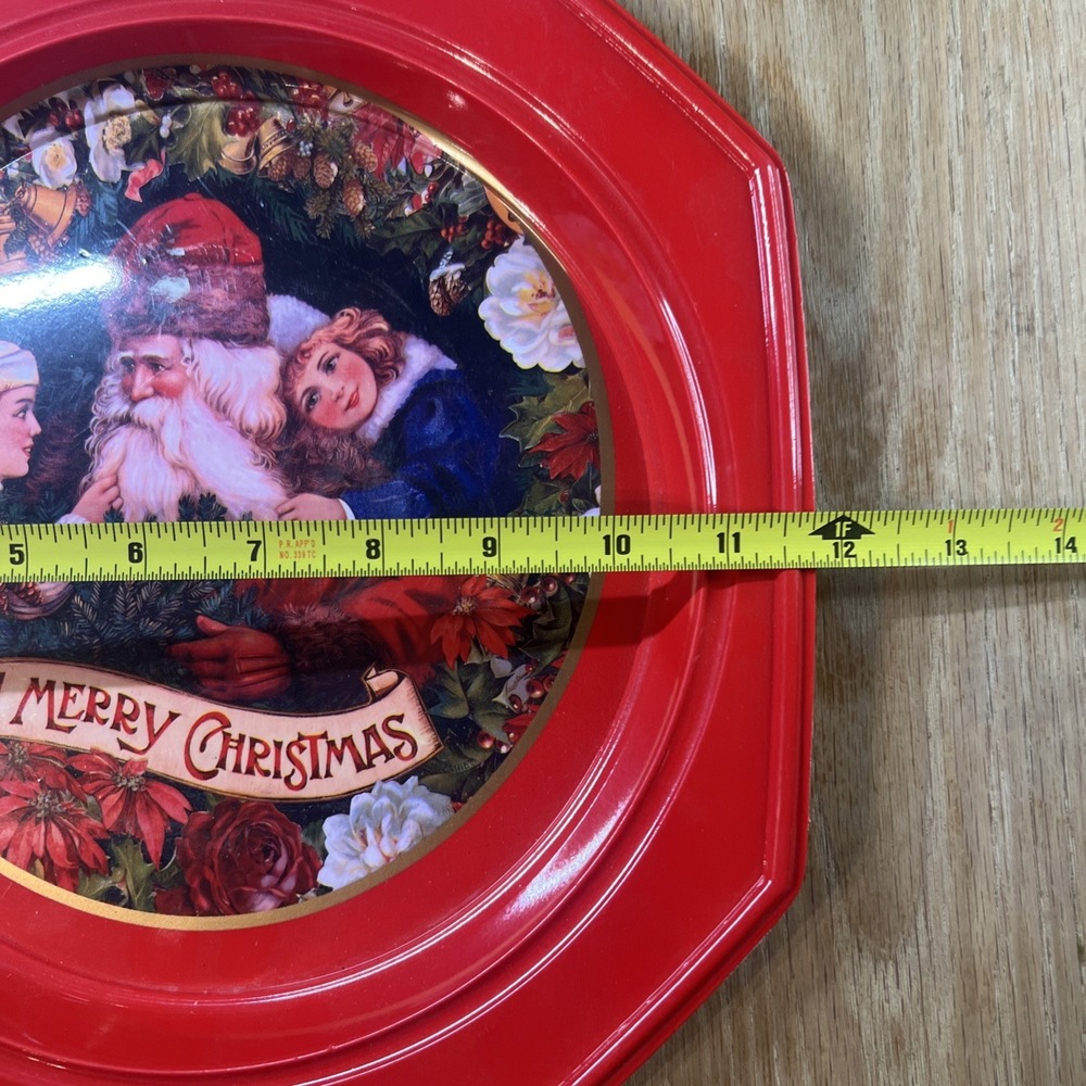 Vintage MCM Christmas Tree Cookie Appetizer Serving Tray Platter 9.25" Octagon 2 - Picture 4 of 6